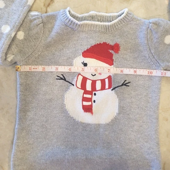 GYMBOREE GRAY WITH WHITE POLKA-DOT SNOWMAN ⛄ SWEATER SIZE 18-24 MONTHS - Picture 8 of 10